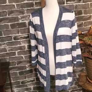 Blue & White Striped Cardigan | Size M